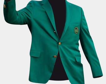 Men's Golf Tournament Blazer - Green Sports Coat, Gold Buttons