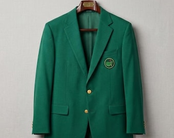 Męska zielona marynarka golfowa, marynarka turniejowa, męska zielona marynarka w stylu golfowym, klasyczna sportowa marynarka, męska zielona kurtka, golfowy zielony płaszcz