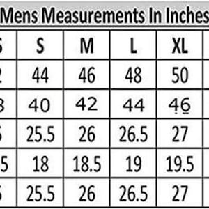 May include: A table titled "Mens Measurements In Inches" shows chest, waist, sleeves, shoulders, and length measurements for sizes XXS to 5XL. Measurements are provided in inches, with conversions to cm.