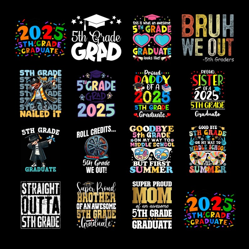 5th Design 5th Grade Graduation Png Bundle, Future Senior Class of 2032, Last Day ...