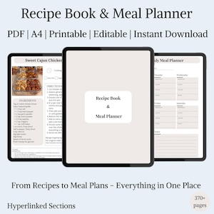 Digital Recipe Book: 300+ Recipes & Meal Planner (Goodnotes, Notability, PDF Editors)