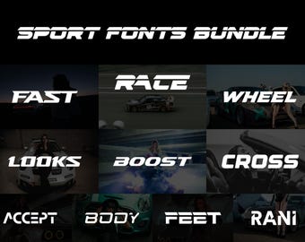 Sport Fonts Bundle - Sport Font, Display Font, Procreate font, Canva font, logo font, Cricut font, Branding font, Modern Font, Racing Font