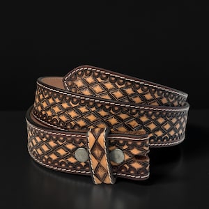Tooled Western Floral Engraved Leather Belt 100% Genuine Full Grain Cowhide Engraved Genuine Leather Cowboy Belt