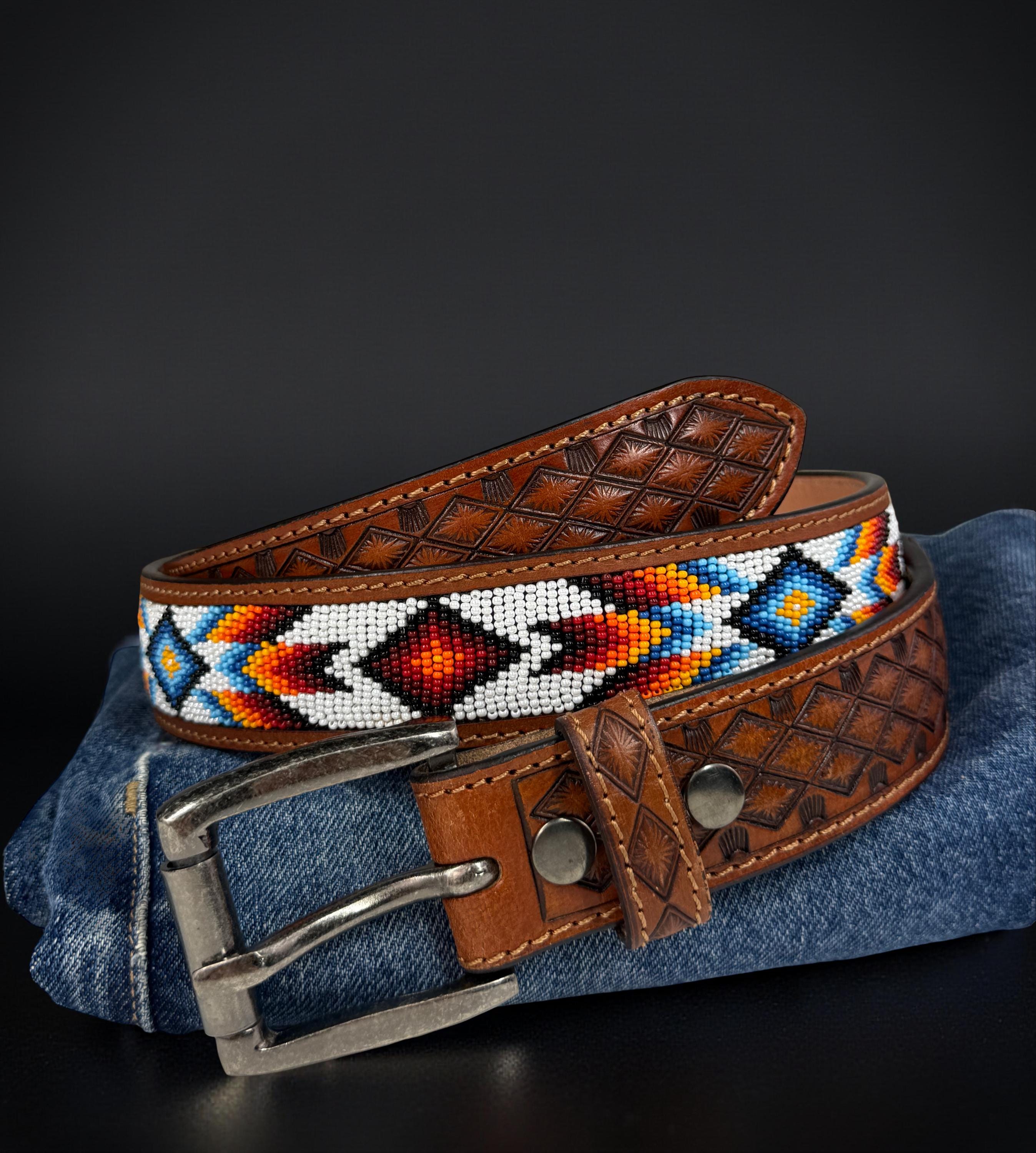 Cintura In Pelle Intagliata Con Croce Occidentale Lavorata, 100% Vera Pelle Bovina Pieno Fiore, Cintura Da Cowboy In Vera Pelle Incisa - Italia - Foto 4