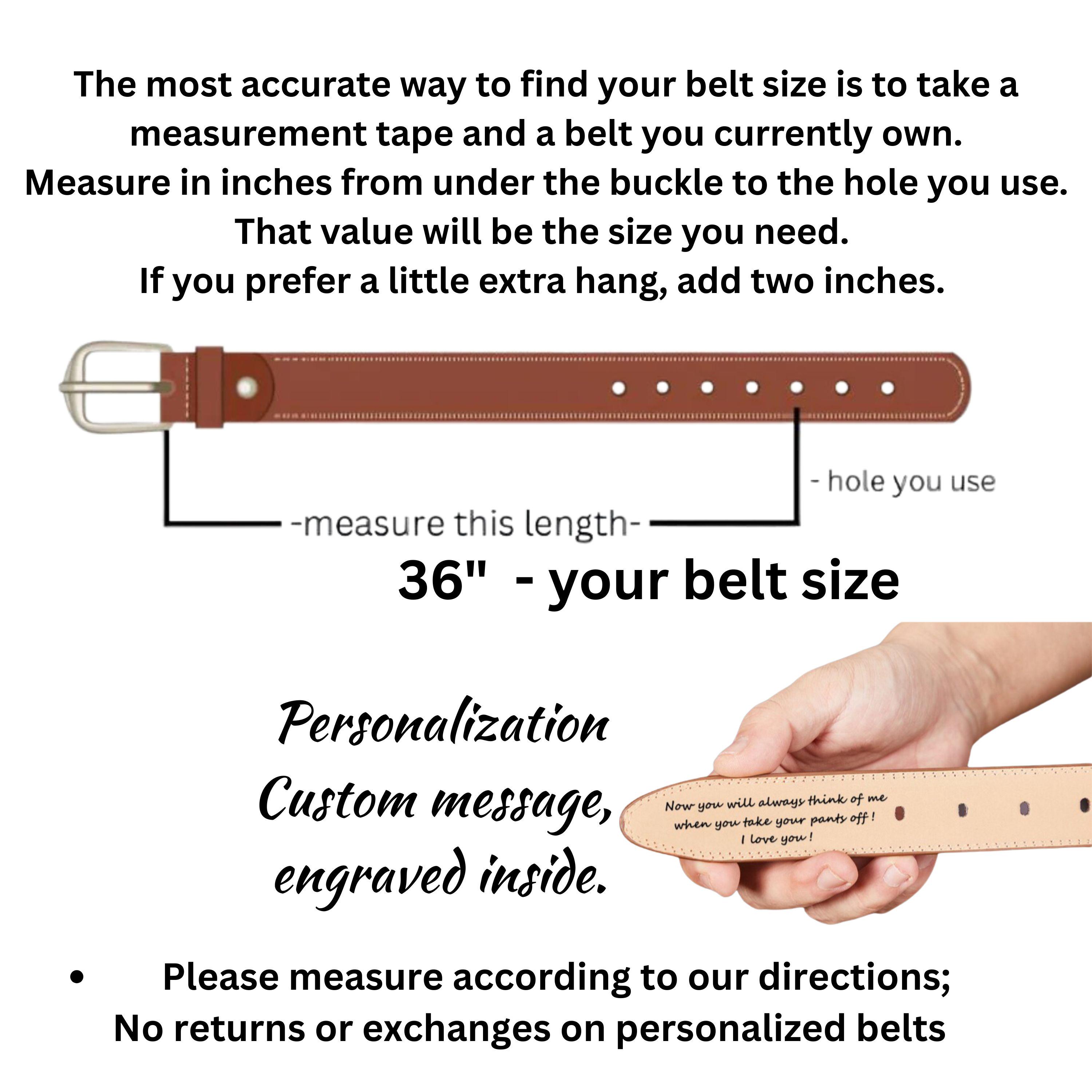 Genuine Leather Snap-on Belt, Engraved Leather Belt, 100% Full Grain ...