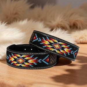 Personalized Western Leather Dog Cat Collar Carved Tooled Hand Crafted Padded Genuine Leather Custom Dog Collar