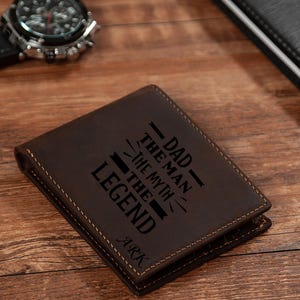 Benutzerdefinierte lederne Männer Brieftasche mit ID, 2025 Vatertag Geschenkidee, benutzerdefinierte lederne Brieftasche, personalisierte Brieftasche, Brieftasche mit Gravur, Geschenk für Verlobte