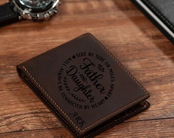 Billetera personalizada para hombre con foto grabada personalizada, regalos de aniversario personalizados para él, billetera grabada a mano, regalo del día del padre