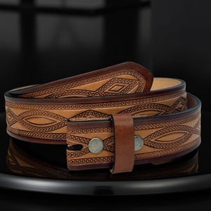 Genuine Leather Western Leather Belt For Men Women, Cowgirl Cowboy Embossed Tooled Full Grain Leather Belt, Ranch Rodeo Belt for Men Women