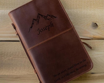 Custom Leather Bible Cover, Engraved Bible Cover, Personalized Bible, Custom Book Cover, Religious Gift, Custom Bible, Leather Book Cover