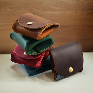 Portamonete in vera pelle, portarosario in pelle personalizzato, portaorecchie per la prima comunione, portamonete in pelle, portamonete.