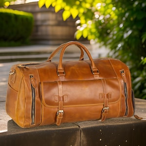 Personalized Mens Travel Bag, Full Grain Leather Duffel Bag, Monogrammed Duffle Bag, Weekend Luggage Bag, Unique Leather Gift, Carry-on Bag