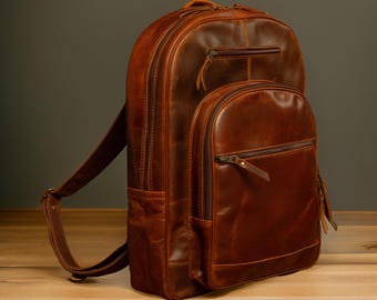 Men leather backpack, Laptop backpack, Large backpack, Brown leather backpack, Leather backpack, Personalized backpack, Leather backpack men