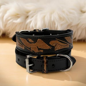 Dog Collar Western Leather Carved Tooled Hand Crafted Padded Genuine Leather Custom Dog Collar
