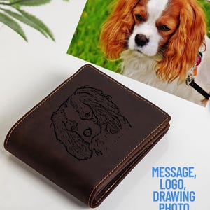Cartera personalizada para hombre, cartera de cuero con foto grabada, regalo de recuerdo para papá, regalo de aniversario para novio, regalo del Día del Padre