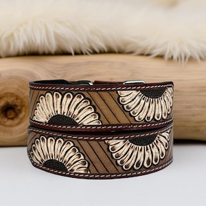Dog Cat Collar Western Leather Carved Tooled Hand Crafted Padded Genuine Leather Custom Dog Collar