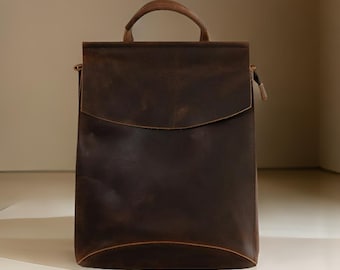 Women&#39;s Leather Backpack. Womens backpack. Handmade backpack Purse Unisex Vintage Full Grain leather Backpack
