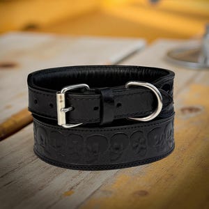 Personalized Western Leather Dog Cat Collar Carved Tooled Hand Crafted Padded Genuine Leather Custom Dog Collar