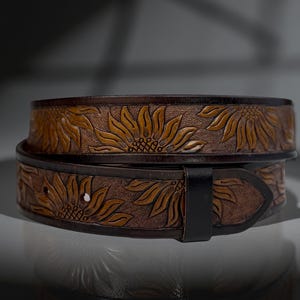 Full Grain Leather Snap-On Belt, Engraved Leather Belt 100% Genuine Full Grain Cowhide with Snaps 1-1/2&quot; WIDE