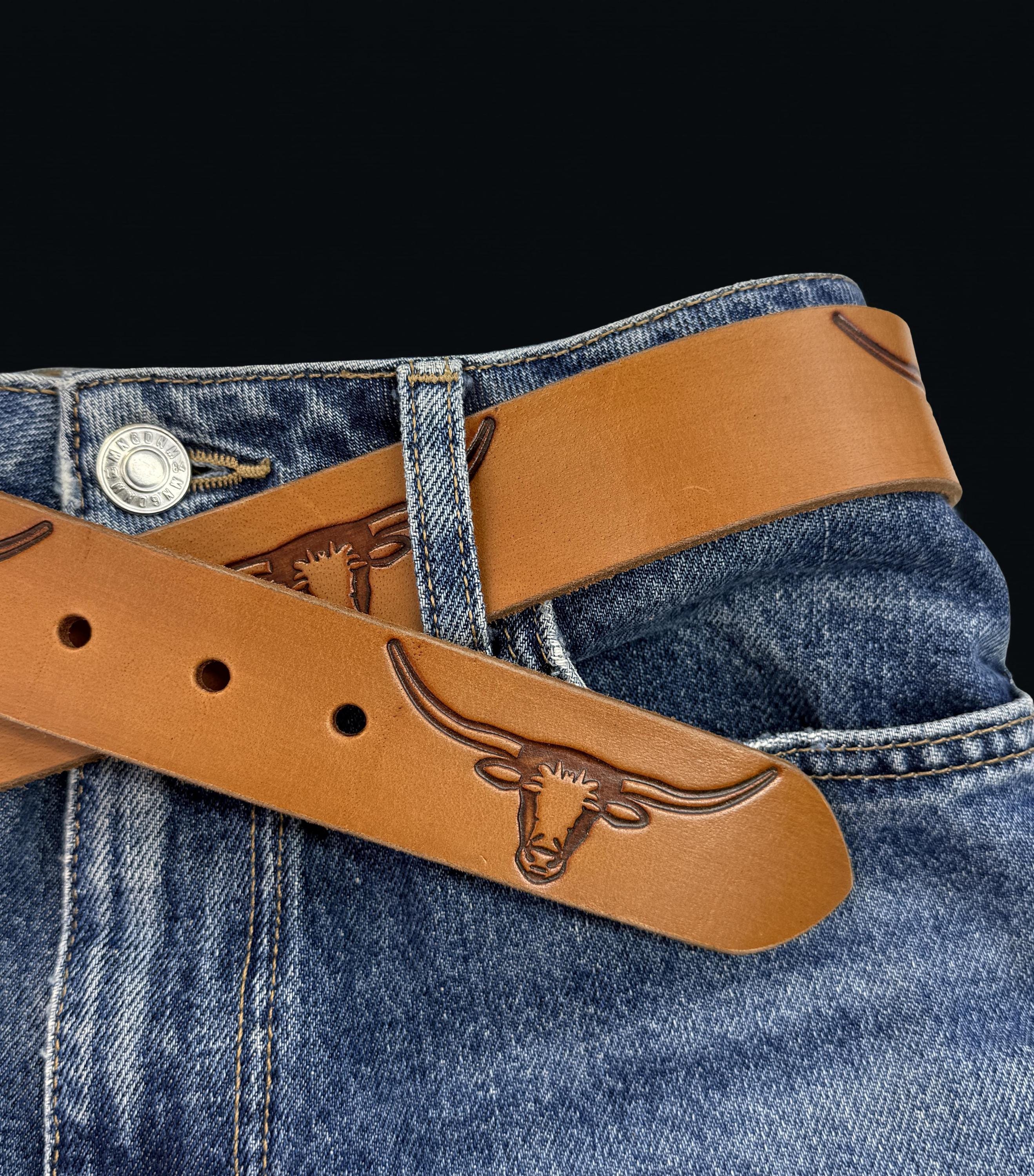 5164 Western Belt Cowboy Belts For Men Women, Leather Bull WHIPPY Genuine Leather Western Belt, Rhinestone Buckle  main image 2