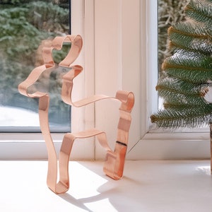 Reindeer Cookie Cutter – 5-Inch Handcrafted Copper by The Fussy Pup | Christmas Baking Tool & Unique Holiday Gift
