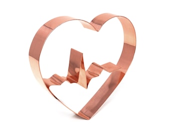 EKG Heart Cookie Cutter 4 X 4.5 inches - Handcrafted Copper Cookie Cutter by The Fussy Pup