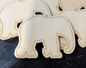 Elephant Zoo Animal - DIY Paint your own Unfinished Wood Christmas Ornaments / Signs - Made in USA - Big or Small - Many Sizes Available