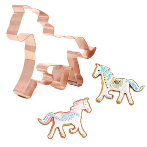 Handcrafted Copper Prancing Horse Cookie Cutter: 5.5 x 4 inches