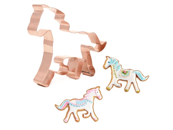 Cute Prancing Horse Cookie Cutter 5.5 x 4 inches, Handcrafted Copper by The Fussy Pup