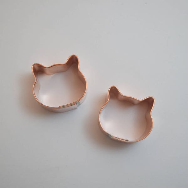 Tiny Cat Face ~ Simple Mini Cat Face Cookie Cutters - handcrafted solid copper ~ you choose # 2, 4, 6+