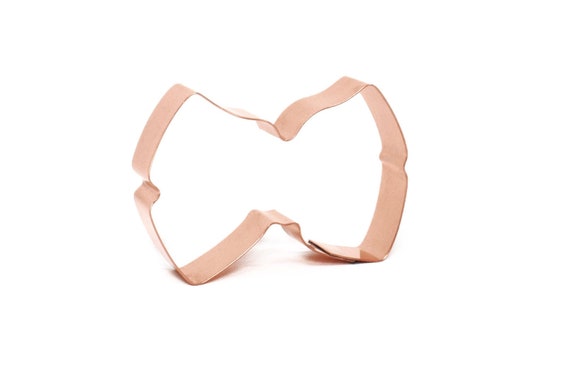 Small Cheerleader's Hair Bow Cookie Cutter 3.5 x 2.5 x 0.75 inches - Handcrafted Copper Cookie Cutter by The Fussy Pup