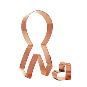 Handcrafted Copper Awareness Ribbon Cookie Cutter with Heart