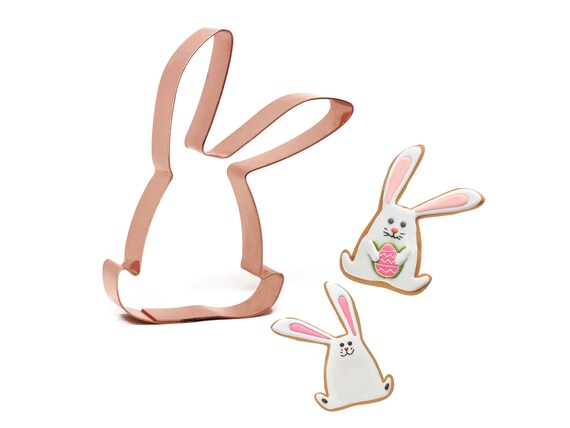 Cute Sitting Bunny Rabbit 4 Inch Tall Easter Cookie Cutter - Handcrafted Copper Cookie Cutter by The Fussy Pup