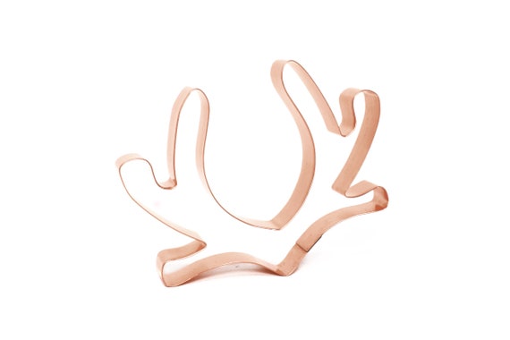 Deer Antlers Metal Cookie Cutter 4.5 x 5.75 x 0.75 inches - Handcrafted Copper Cookier Cutter by The Fussy Pup