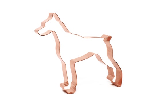 Doberman Pinscher Dog Breed Cookie Cutter 4.5 x 4.5 x 0.75 inches - Handcrafted Copper Cookie Cutter by The Fussy Pup