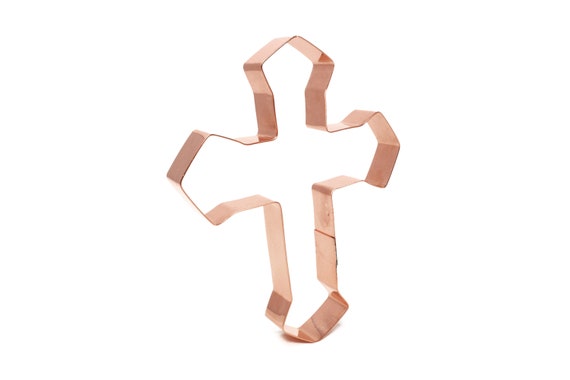 Cross Cookie Cutter 5.75 x 4.5 inches - Handcrafted Copper Cookie Cutter by The Fussy Pup