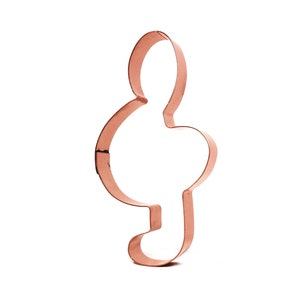 Treble Clef Cookie Cutter 5.25 X 2.75 inches - Handcrafted Copper Cookie Cutter by The Fussy Pup