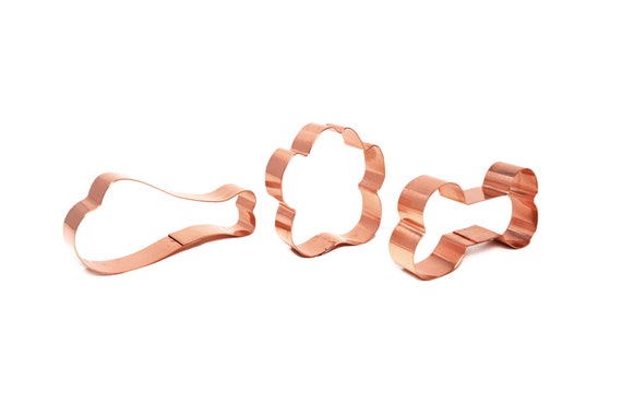 3 Piece Dog Treat Copper Cutter Set ~ Dog Bone Chicken Leg and Paw 3 - 4.25 inches - Handcrafted Copper Cookie Cutters by The Fussy Pup