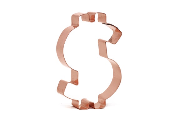 Old Style Double-barred Dollar Sign Copper Cookie Cutter  - Handcrafted by The Fussy Pup