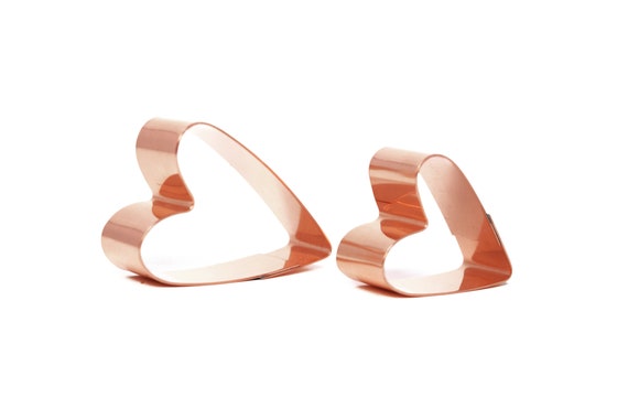 Pair of Little Hearts Cookie Cutters 1.75 and 2.25 inches tall- Handcrafted Copper Cookie Cutters by The Fussy Pup