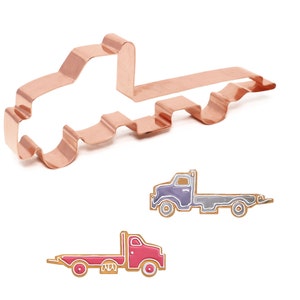 Flatbed Tow Truck Cookie Cutter – Handmade Copper Cookie Cutter for Truck-Themed Baking