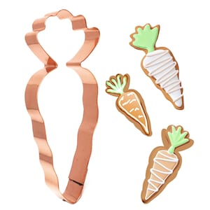 Carrot Cookie Cutter – 2 x 5 Inches, Easter and Garden Party Cookie Cutter – Bundle & Save 15% with Bunny, Copper Made in USA