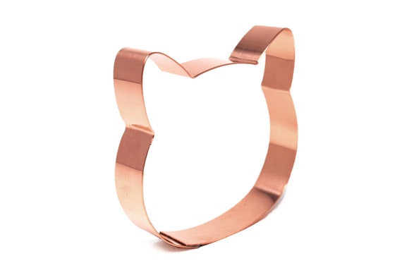 3 1/2" Cat Face ~ Copper Cookie Cutter - Handcrafted by The Fussy Pup