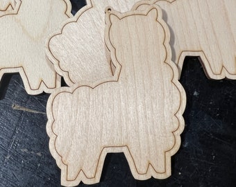 Llama Farm Animal - DIY Paint your own Unfinished Wood Christmas Ornaments / Signs - Made in USA - Laser Cut - Many Sizes Available