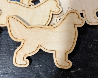 Golden Retriever Dog - DIY Paint your own Unfinished Wood Christmas Ornaments / Signs / Gift Tag - Made in USA - custom available