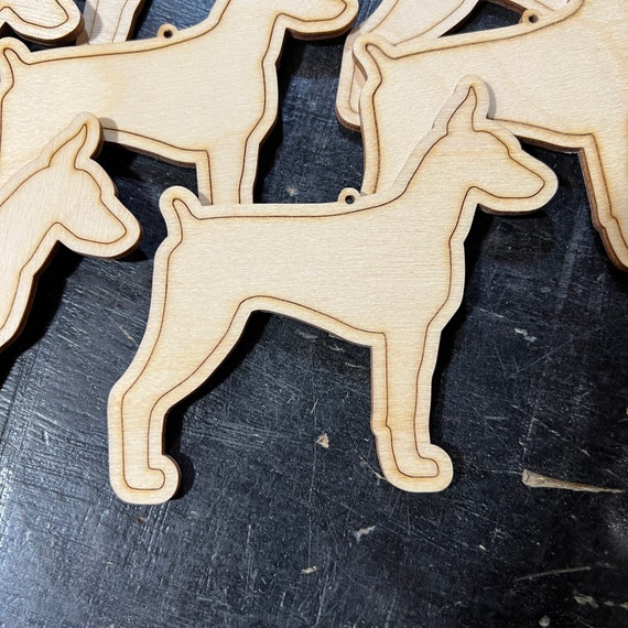 Doberman Pinscher Dog - DIY Paint your own Unfinished Wood Christmas Ornaments / Signs / Gift Tags - Made in USA - Custom Available