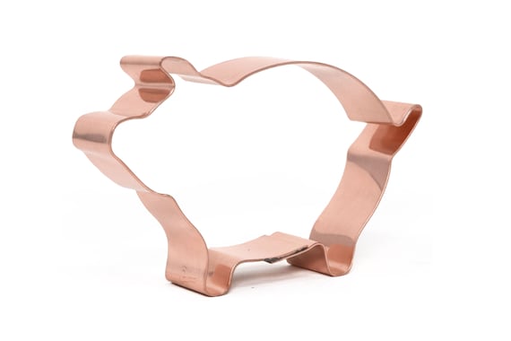 Cute Piggie Farm Pig Cookie Cutter 4.5 X 2.75 inches - Handcrafted Copper Cookie Cutter by The Fussy Pup