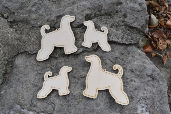 Set of Wooden Afghan Hound Laser Cut Shapes for DIY Crafts wood blank, sign making, ornament - Free Shipping