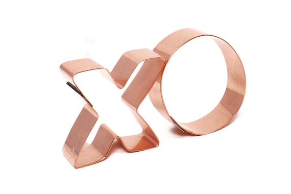 Small Hugs and Kisses XO Cookie Cutter Pair 2 X 2.25 inches - Handcrafted Copper Cookie Cutters by The Fussy Pup