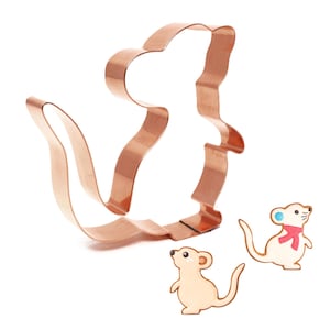 Cute Mouse Cookie Cutter 4 x 4 x 0.75 inches - Handcrafted Copper Cookie Cutter by The Fussy Pup